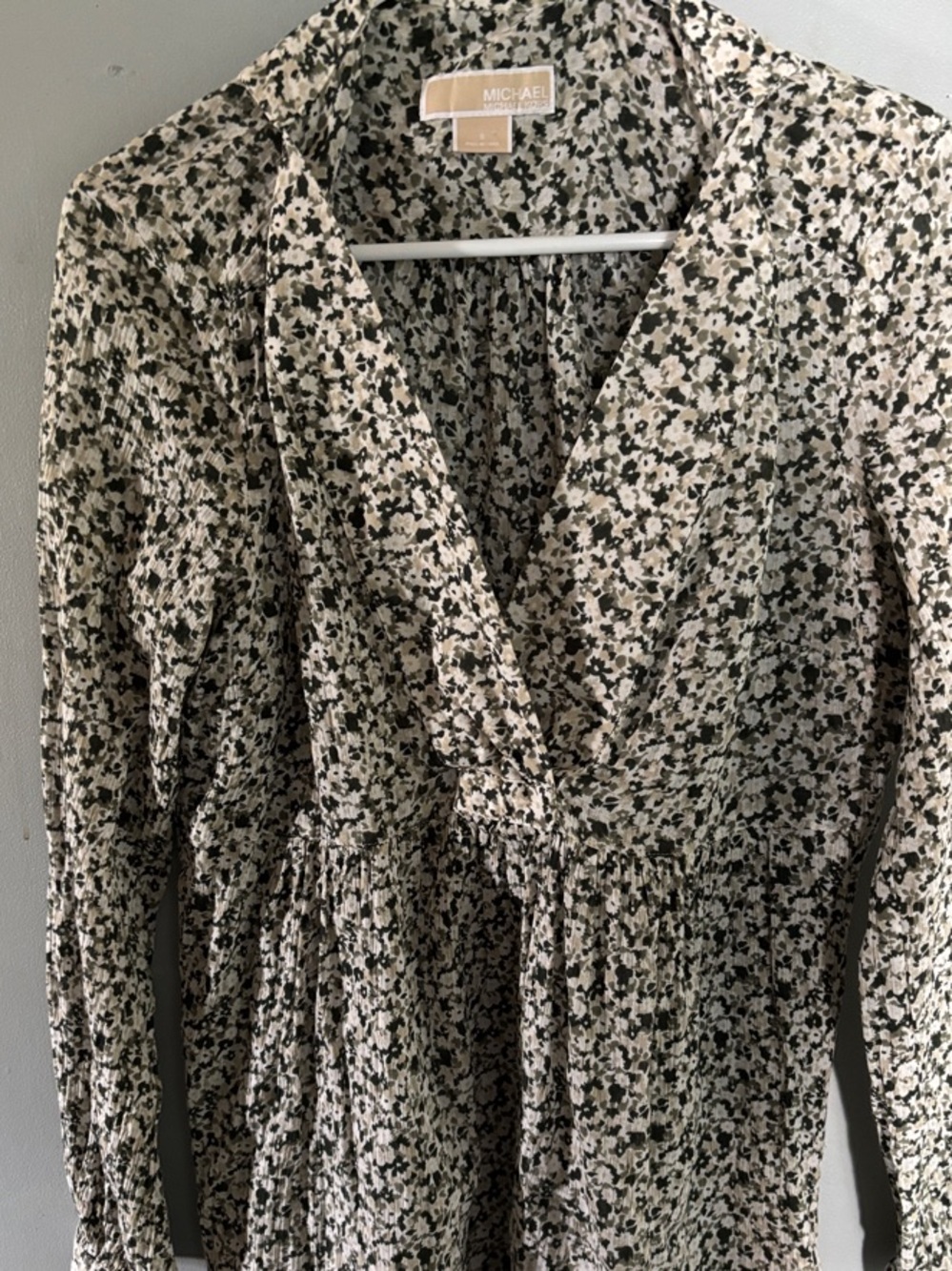 Michael Kors Cream and green Floral Surplice Tunic